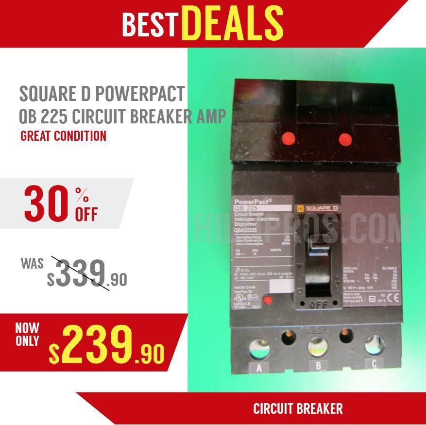 SQUARE D POWERPACT QB 225 CIRCUIT BREAKER AMP, NEW  CONDITION, FAST SHIPPING