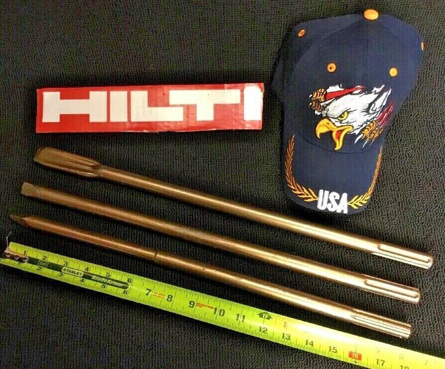 HILTI CHISEL SDS MAX SET W/FLAT 3/4" - 1/2" AND POINTED 18", PREOWNED