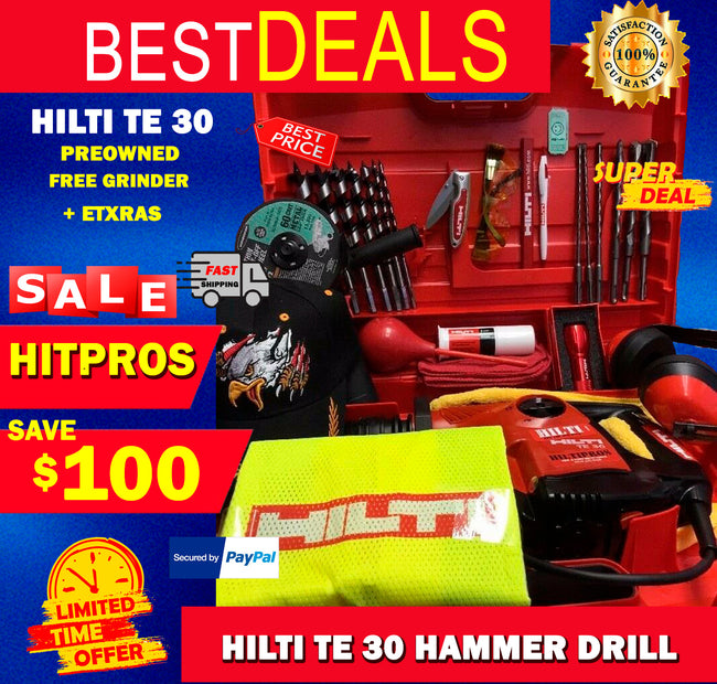 HILTI TE 30 , PREOWNED, Free Grinder Bits Knife Glasses and Mo