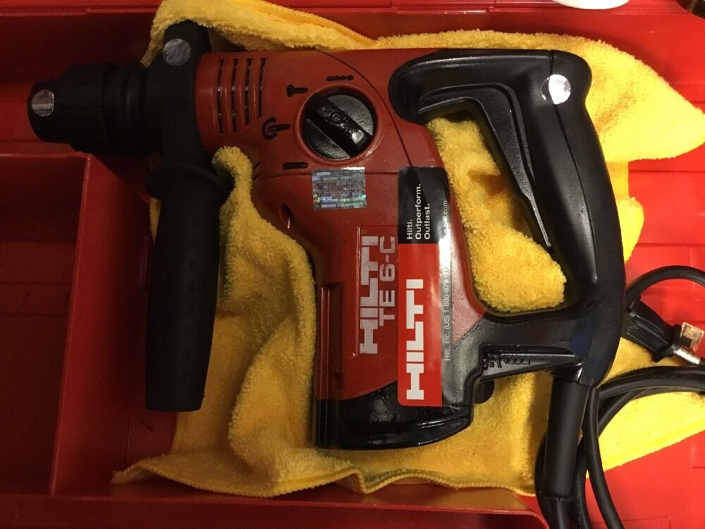 HILTI TE 6-C HAMMER DRILL, PREOWNED, FREE THERMO, LOT OF EXTRAS