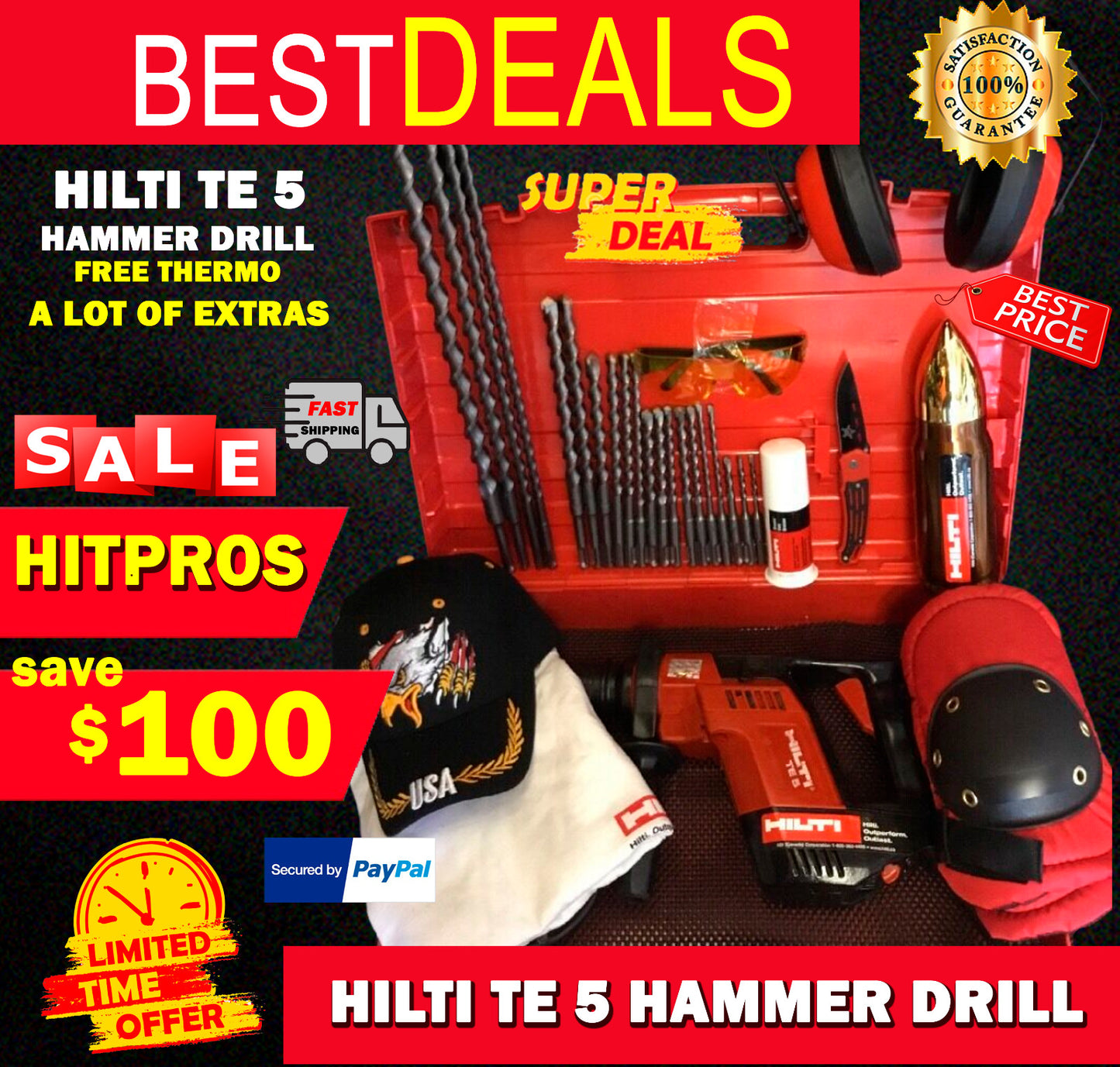 HILTI TE 5 PREOWNED, FREE THERMO, BITS, A LOT OF EXTRA ITEMS