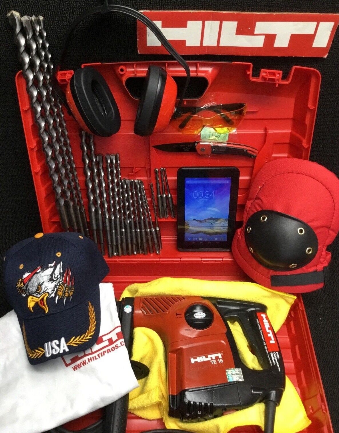 HILTI TE 16 HAMMER DRILL, PREOWNED, FREE TABLET, BITS, EXTRAS