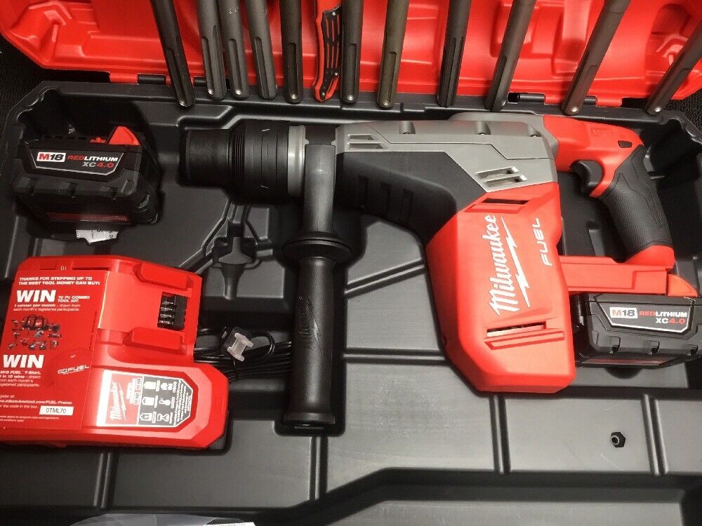 MILWAUKEE CORDLESS HAMMER DRILL, SDS MAX, FREE THERMO, BUNCH EXTRAS, FAST SHIP