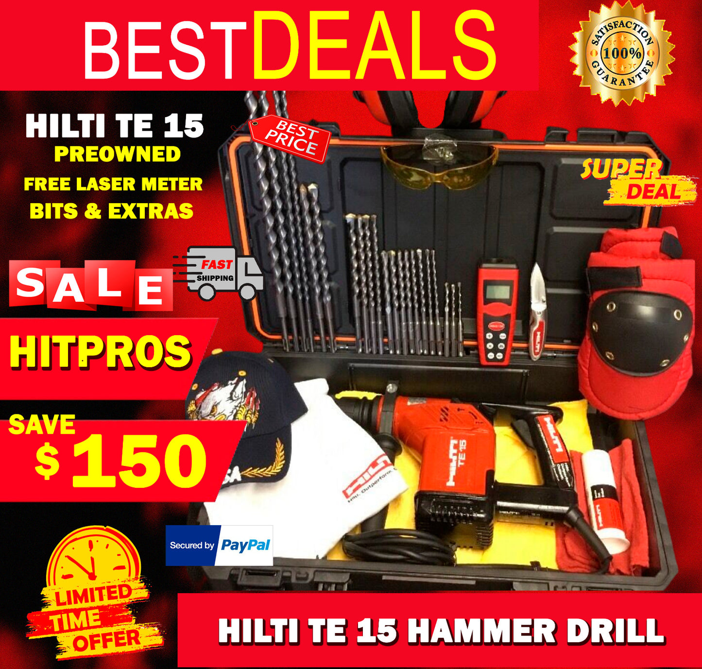 HILTI TE 15 PREOWNED, FREE LASER METER, BITS AND EXTRAS