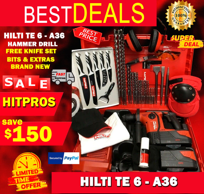 HILTI TE 6 A-36 HAMMER DRILL, NEW, FREE KNIFE SET, BITS, EXTRAS, FAST SHIP