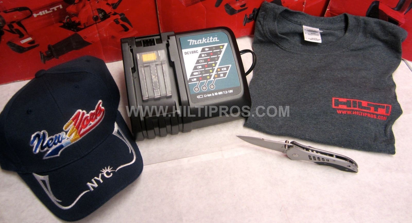 MAKITA BATTERY CHARGER ,FAST CHARGER , FREE T-SHIRT,POCKET KNIFE,HAT. FAST SHIP.