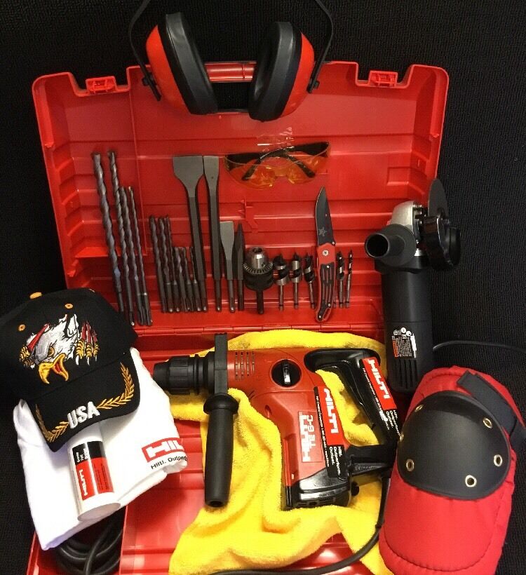 HILTI TE 6-C HAMMER DRILL, PREOWNED, FREE GRINDER, LOT OF EXTRAS, FAST SHIP