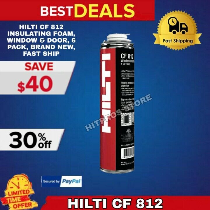 HILTI CF 812 INSULATING FOAM, WINDOW & DOOR, 6 PACK, BRAND NEW