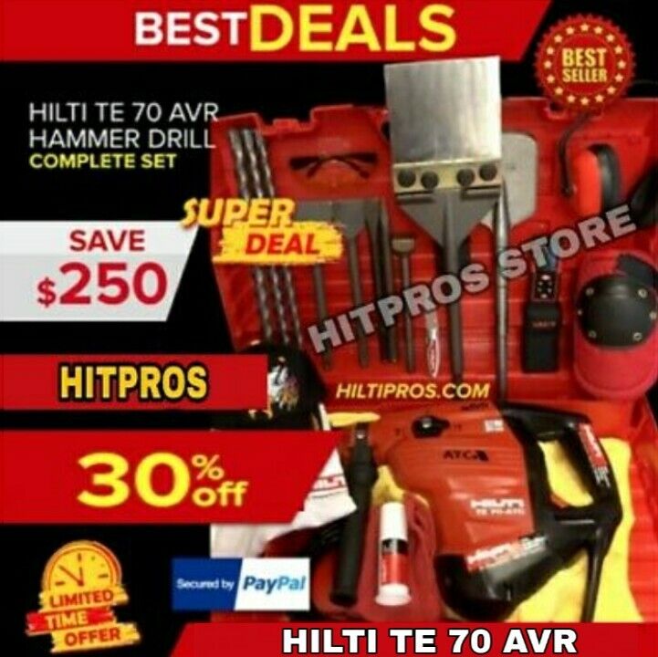 HILTI TE 70 ATC-AVR, GREAT CONDITION, FREE LASER METER,BITS & CHISELS