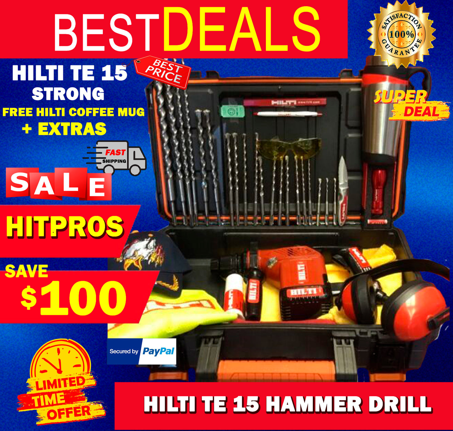 HILTI TE 15 HAMMER DRILL, FREE HILTI COFFE MUG, STRONG