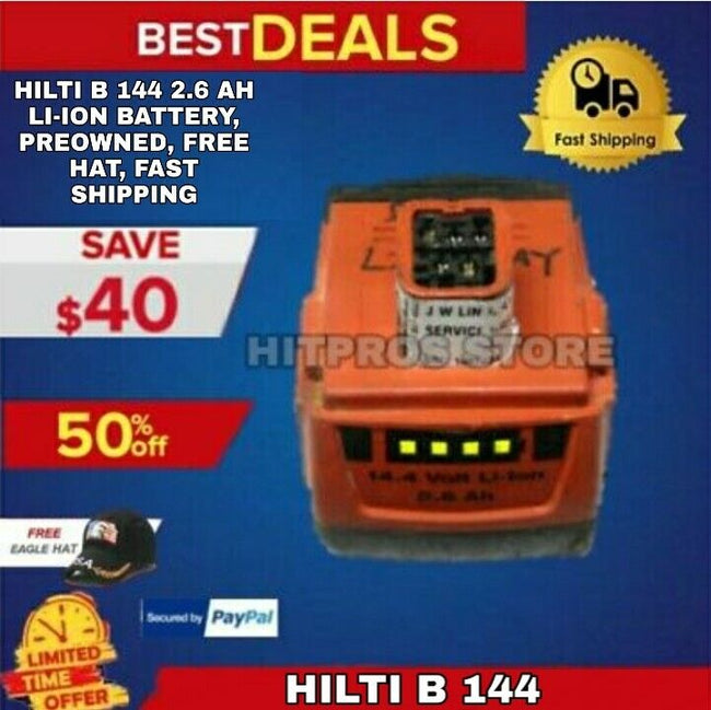 HILTI B 144 2.6 AH LI-ION BATTERY, PREOWNED