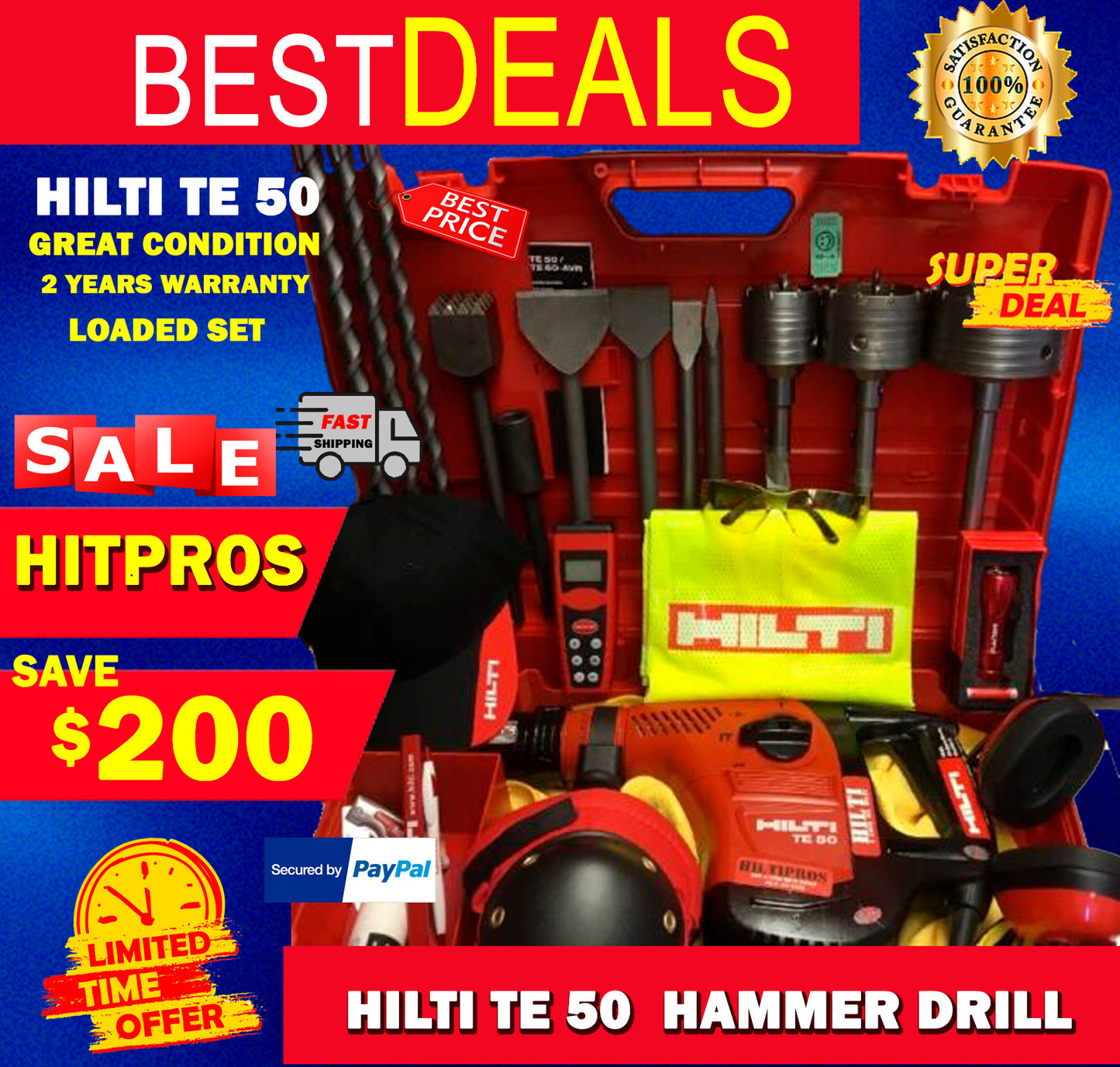 HILTI TE 50, GREAT CONDITION, 2 YEARS WARRANTY, LOADED SET, FAST SHIP