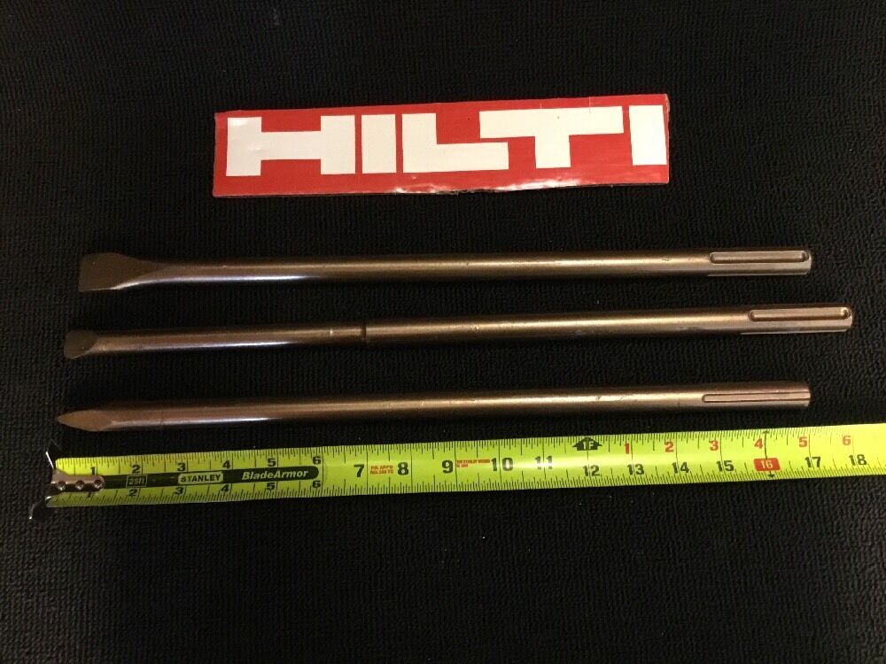 HILTI CHISEL SDS MAX SET W/FLAT 7/8" - 5/8" AND POINTED 17", PREOWNED