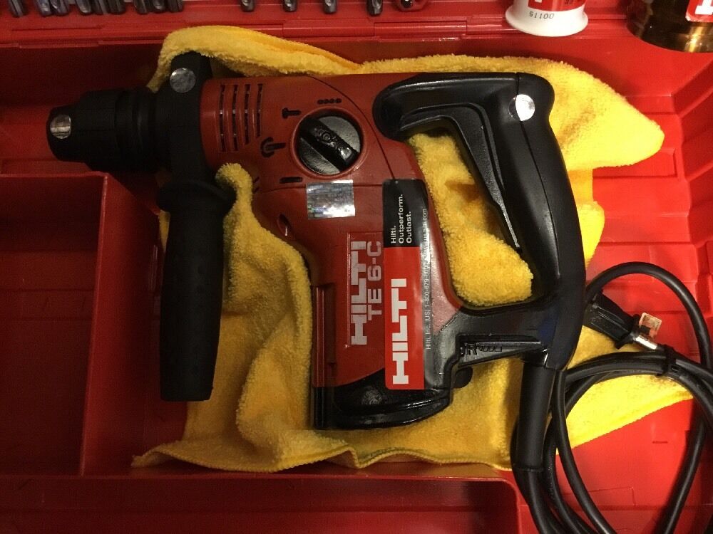 HILTI TE 6-C HAMMER DRILL, PREOWNED, FREE THERMO, LOT OF EXTRAS