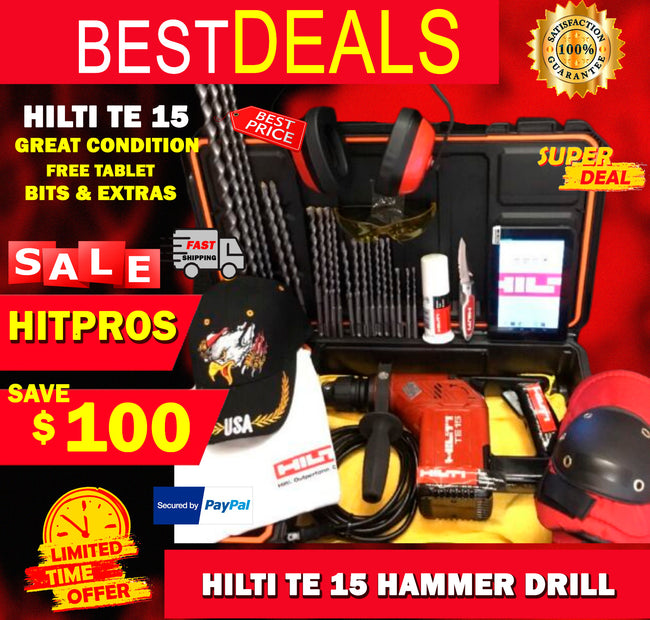 HILTI TE 15, GREAT CONDITION,FREE TABLET, BITS, EXTRAS