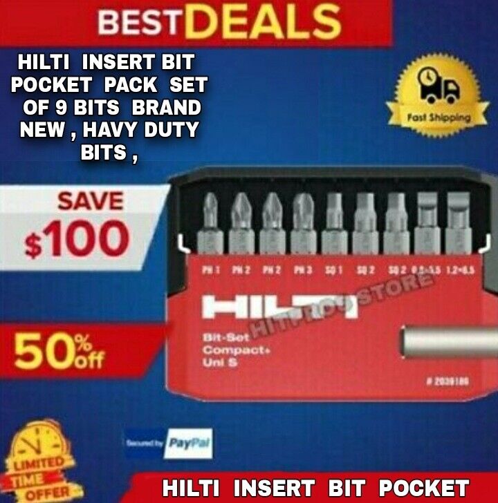 Hilti Insert Bit Pocket Pack Set of 9 Bits BRAND NEW , HAVY DUTY BITS ,