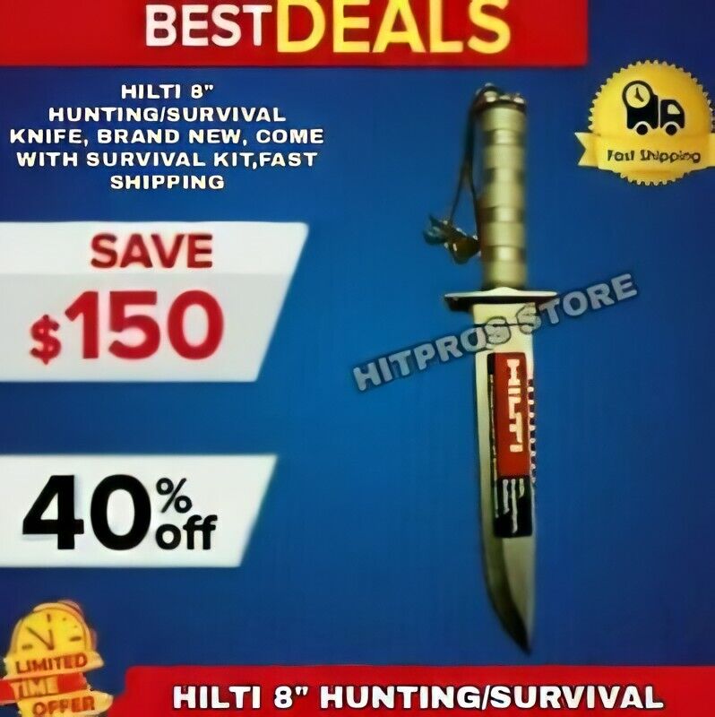 HILTI 8" HUNTING/SURVIVAL KNIFE, BRAND NEW, COME WITH SURVIVAL KIT