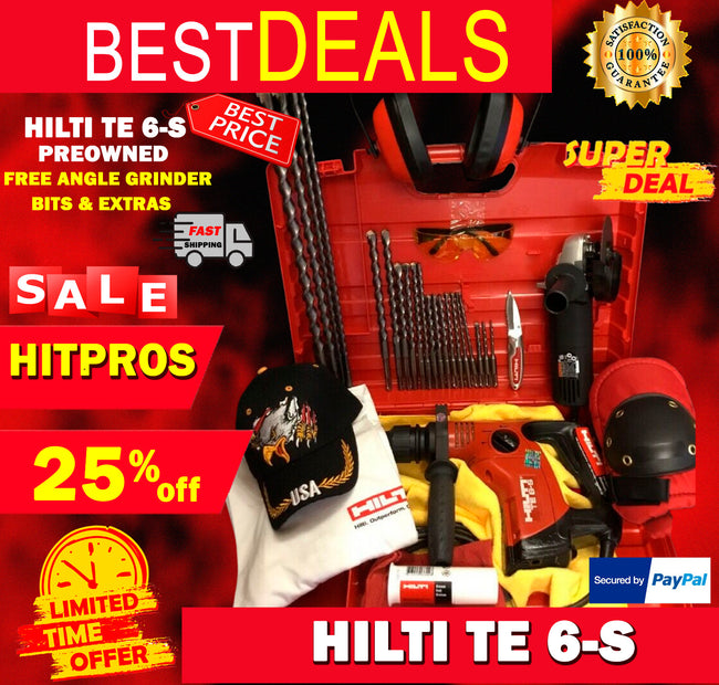 HILTI TE 6-S PREOWNED , FREE ANGLE GRINDER, BITS, EXTRAS