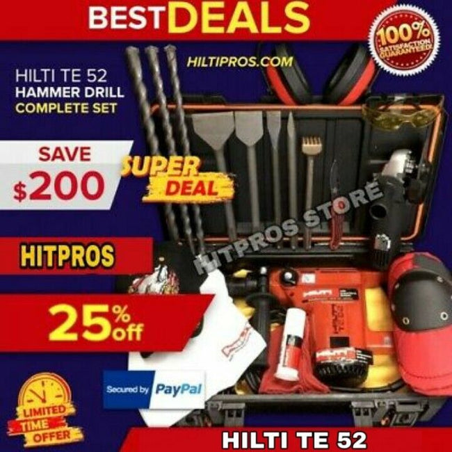 HILTI TE 52 PREOWNED, FREE ANGLE GRINDER, BITS AND CHISELS, FAST SHIP