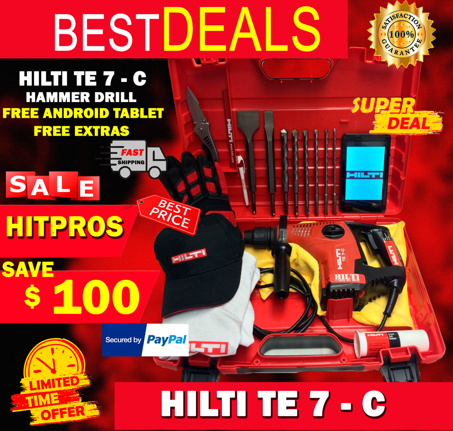 HILTI TE 7-C MINT CONDITION, FREE TABLET, BITS, A LOT OF EXTRA