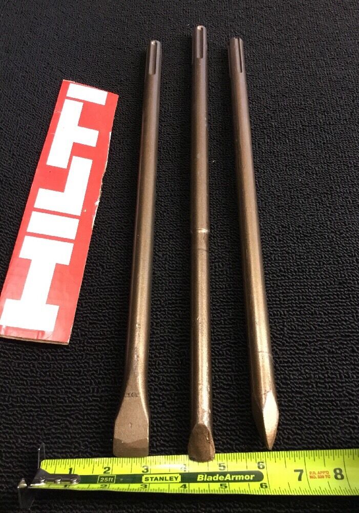 HILTI CHISEL SDS MAX SET W/FLAT 7/8" - 5/8" AND POINTED 17", PREOWNED