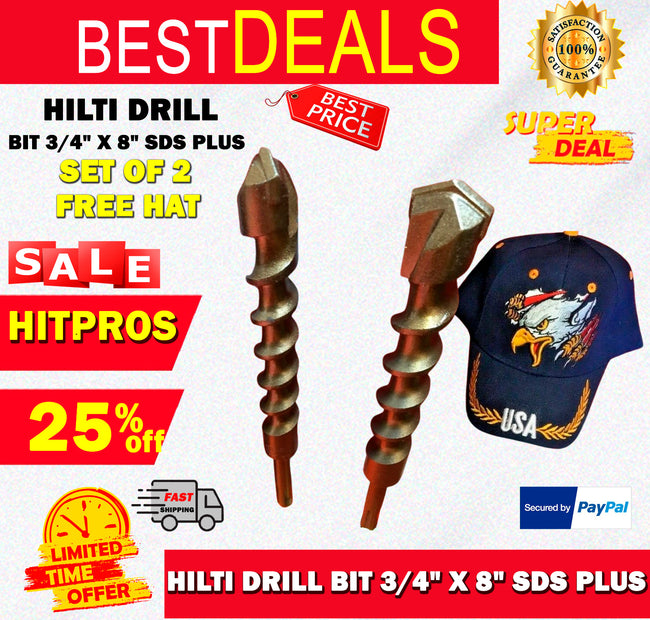 HILTI DRILL BIT 3/4" X 8" SDS PLUS SET OF 2,