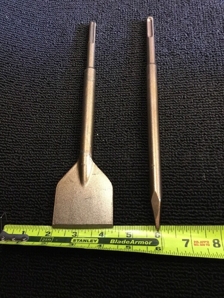 HILTI SDS PLUS CHISEL FLAT 2-1/4" X 9-3/4" AND POINTED 9" PREOWNED