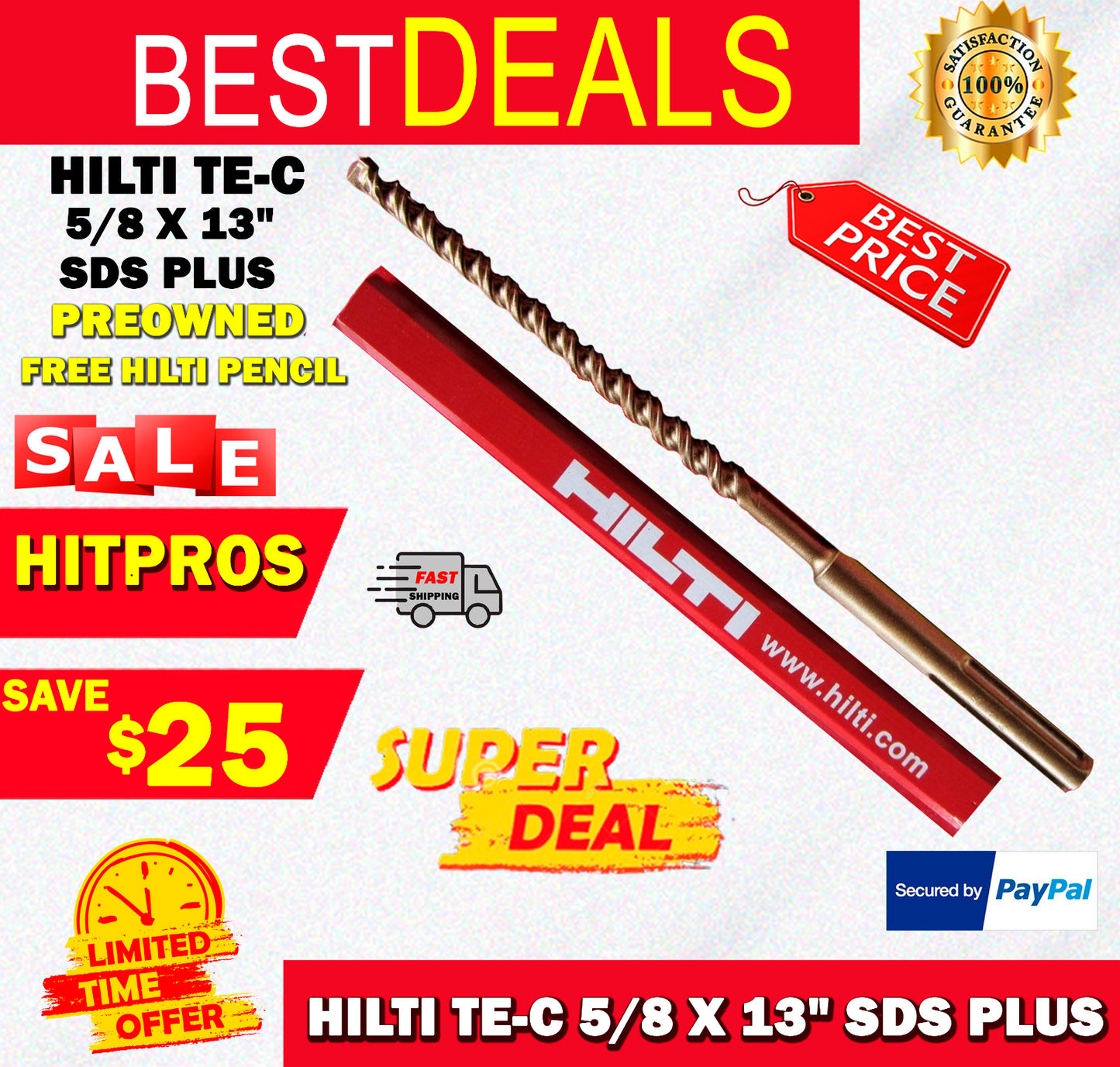 HILTI TE-C 5/8 x 13", SDS PLUS, PREOWNED,FREE HILTI PENCIL,L@@K, FAST SHIPPING