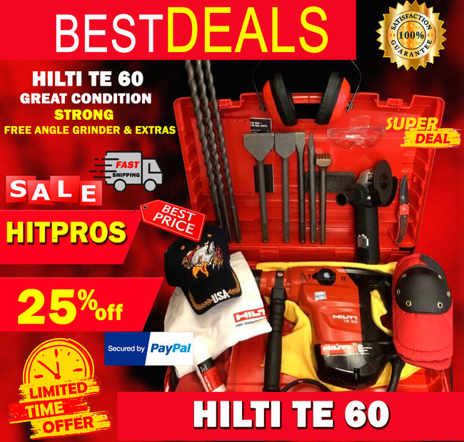 HILTI TE 60, GREAT CONDITION, STRONG, FREE ANGLE GRINDER AND EXTRAS