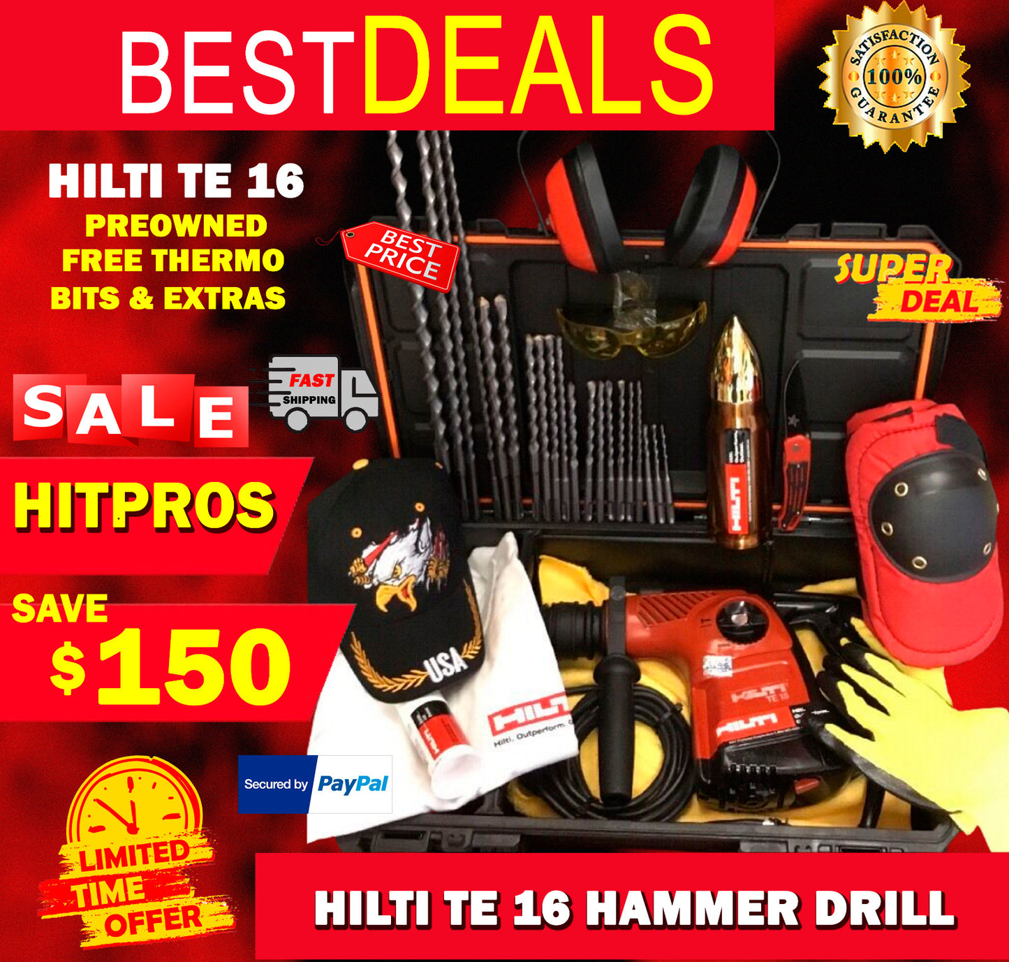 HILTI TE 16, PREOWNED, FREE THERMO, BITS, EXTRAS