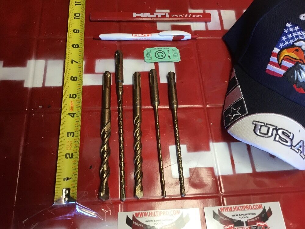 HILTI DRILL BIT 1/2", 1/4", 3/8" SDS PLUS, FREE EXTRAS, SET OF 5