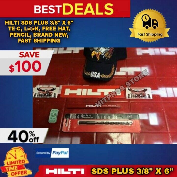 HILTI SDS PLUS 3/8" X 6" TE-C, FREE HAT, PENCIL, BRAND NEW