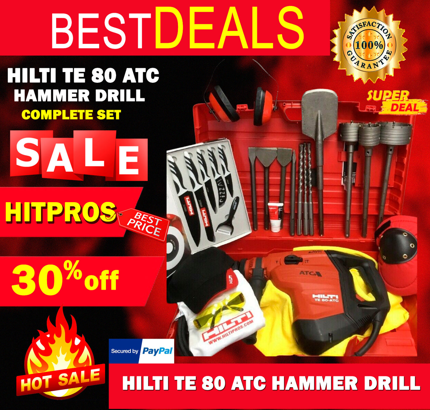 HILTI TE 80 ATC AVR, NEW, FREE KNIFE SET, BITS,  CHISELS, EXTRAS, FAST SHIP