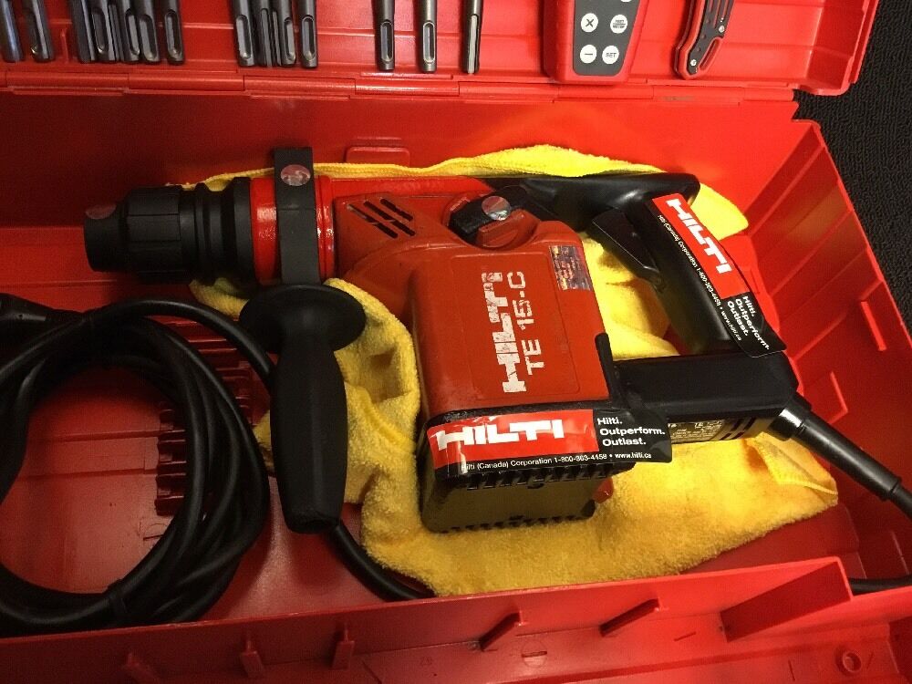 HILTI TE 15-C HAMMER DRILL, PREOWNED, FREE LASER METER, BITS, EXTRAS