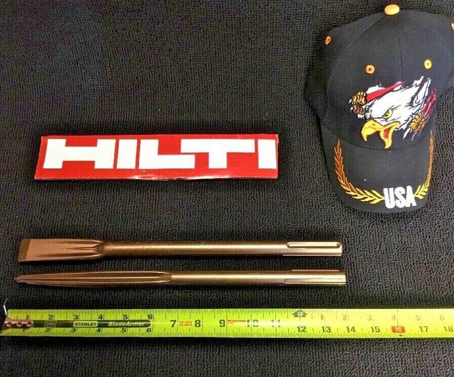 HILTI CHISEL SDS MAX SET FLAT 1" X 14"  AND POINTED 14", PREOWNED