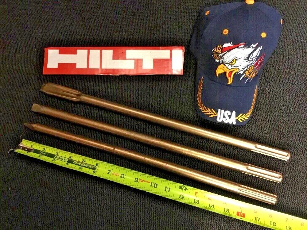 HILTI CHISEL SDS MAX SET W/FLAT 3/4" - 1/2" AND POINTED 18", PREOWNED