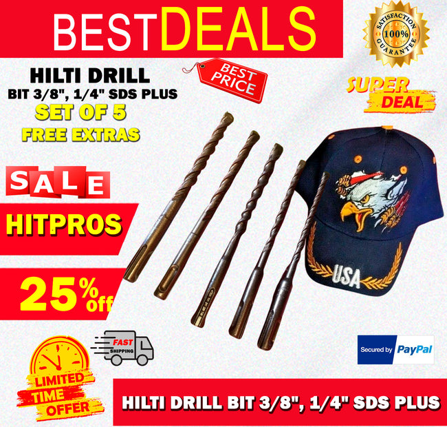 HILTI DRILL BIT 3/8", 1/4" SDS PLUS,SET OF 5,