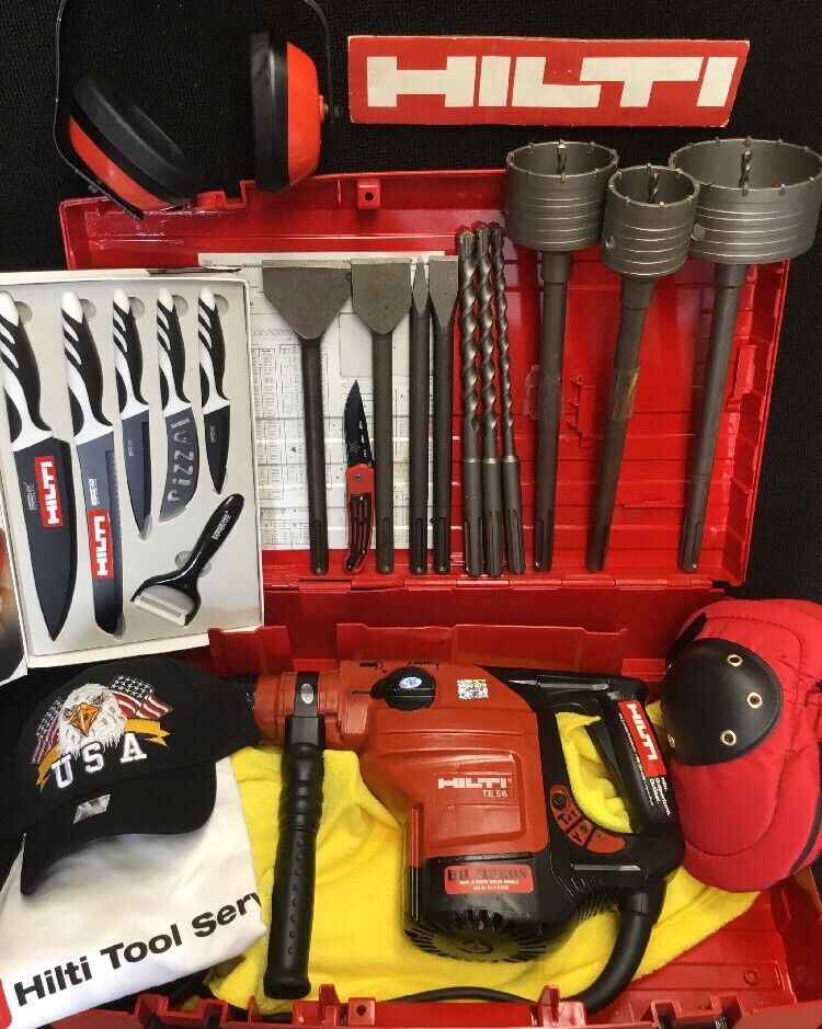 HILTI TE 56 HAMMER DRILL, PREOWNED, FREE KNIFE SET, A LOT OF EXTRAS, FAST SHIP