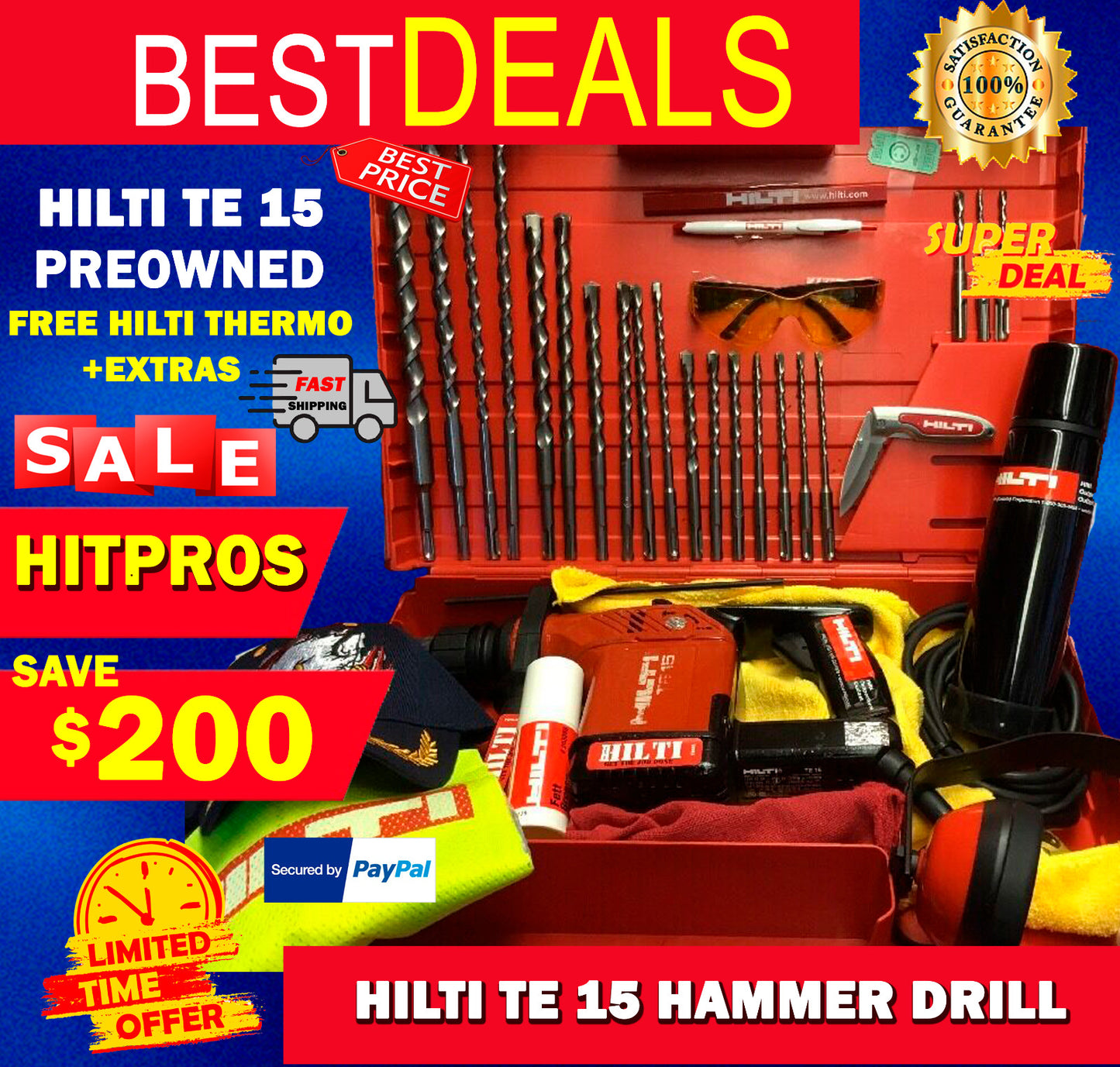 HILTI TE 15 HAMMER DRILL,PREOWNED, FREE HILTI THERMO