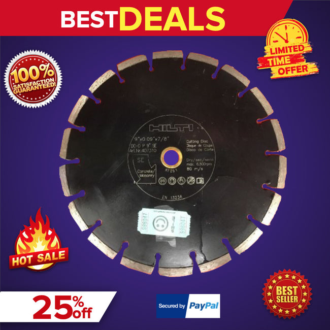 HILTI DIAMOND CUTTING DISC 9" DIAMETER - ARBOR - 7/8" - 5/8" - 407310