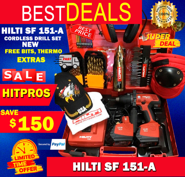 HILTI SF 151-A CORDLESS DRILL SET, NEW, FREE BITS, THERMO, EXTRAS