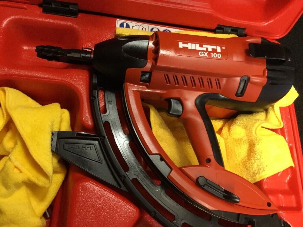 HILTI GX 100 GAS POWERED ACTUATED NAIL GUN, PREOWNED,