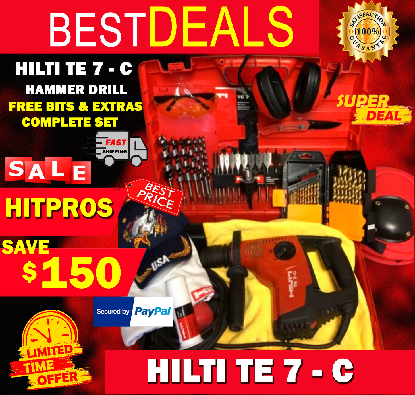 HILTI TE 7-C, PREOWNED, ORIGINAL, FREE BITS,  EXTRAS