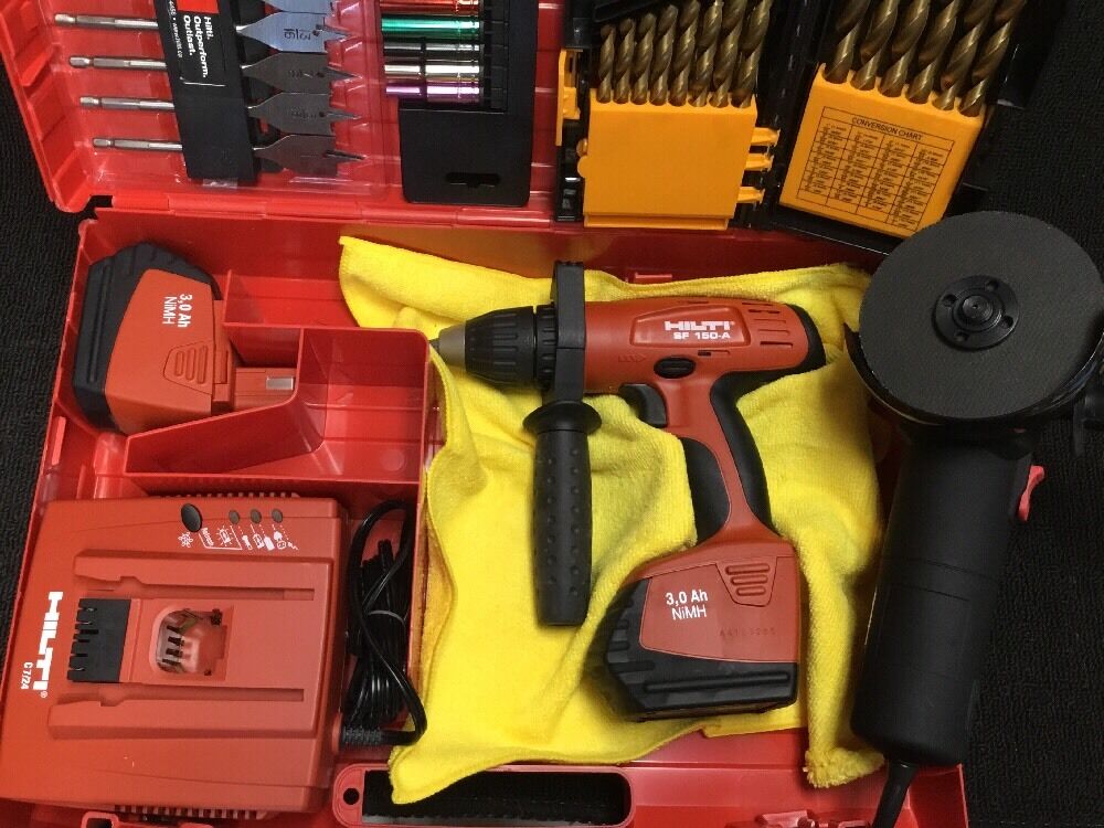 HILTI SF 150-A CORDLESS DRILL SET, NEW, FREE BITS, GRINDER, EXTRAS