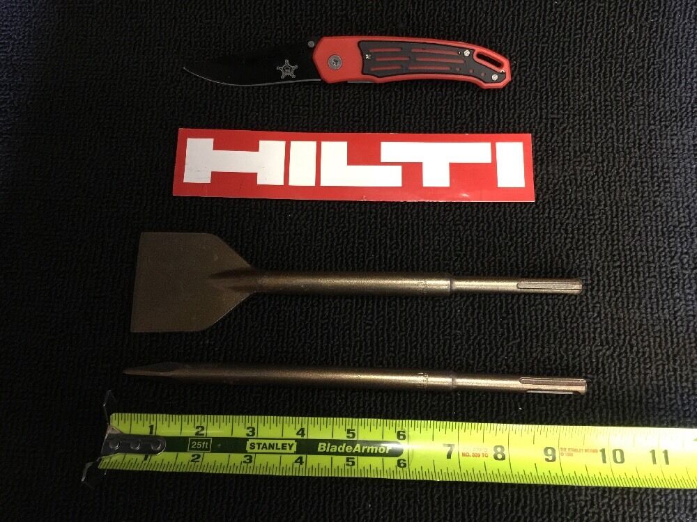 HILTI SDS PLUS CHISEL FLAT 2-1/4" X 9-3/4" AND POINTED 9" PREOWNED