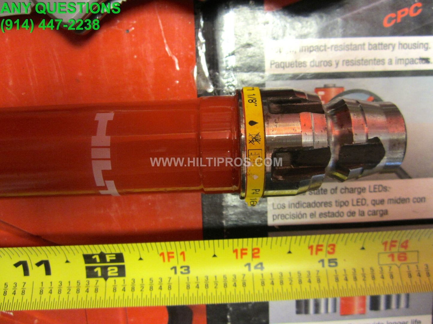 HILTI DIAM CORE BIT DD-BI 1-1/8" X 16", PREOWNED