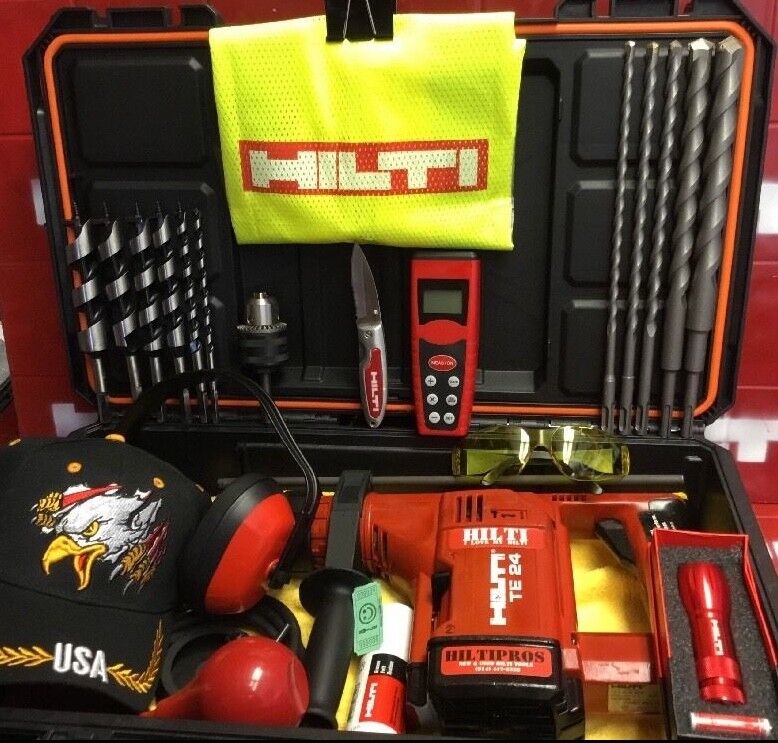 HILTI TE 24 , PREOWNED EXCELLENT CONDITION Free Bits Knife Hat Laser Vest