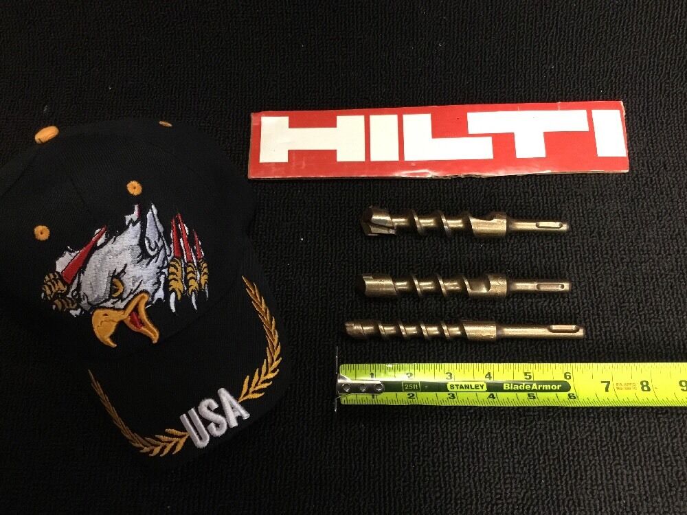 HILTI SET OF BITS SDS PLUS 7/8", 3/4", 5/8" PREOWNED, FREE HAT