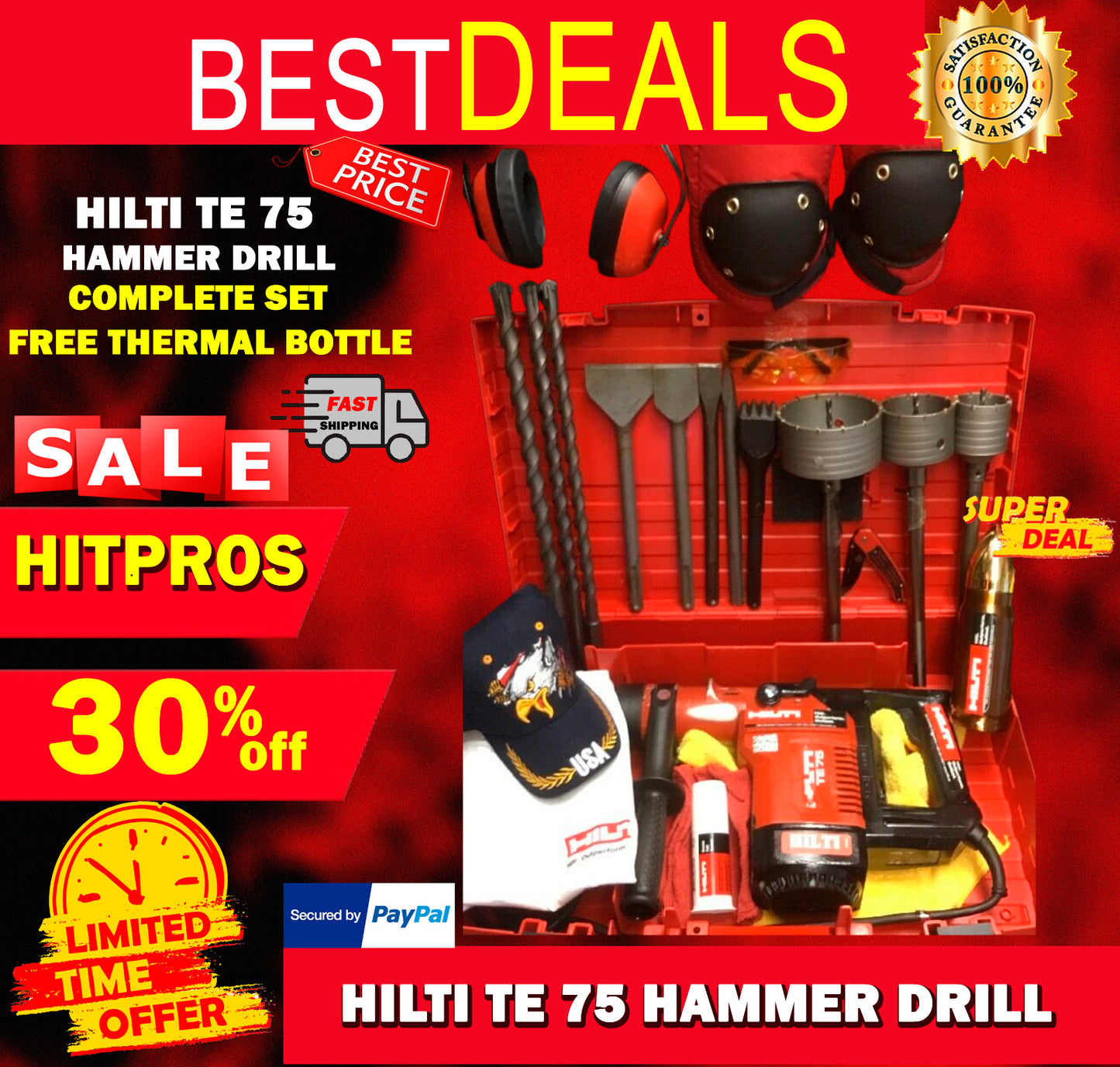 HILTI TE 75 HAMMER DRILL, PREOWNED, FREE BITS & EXTRAS