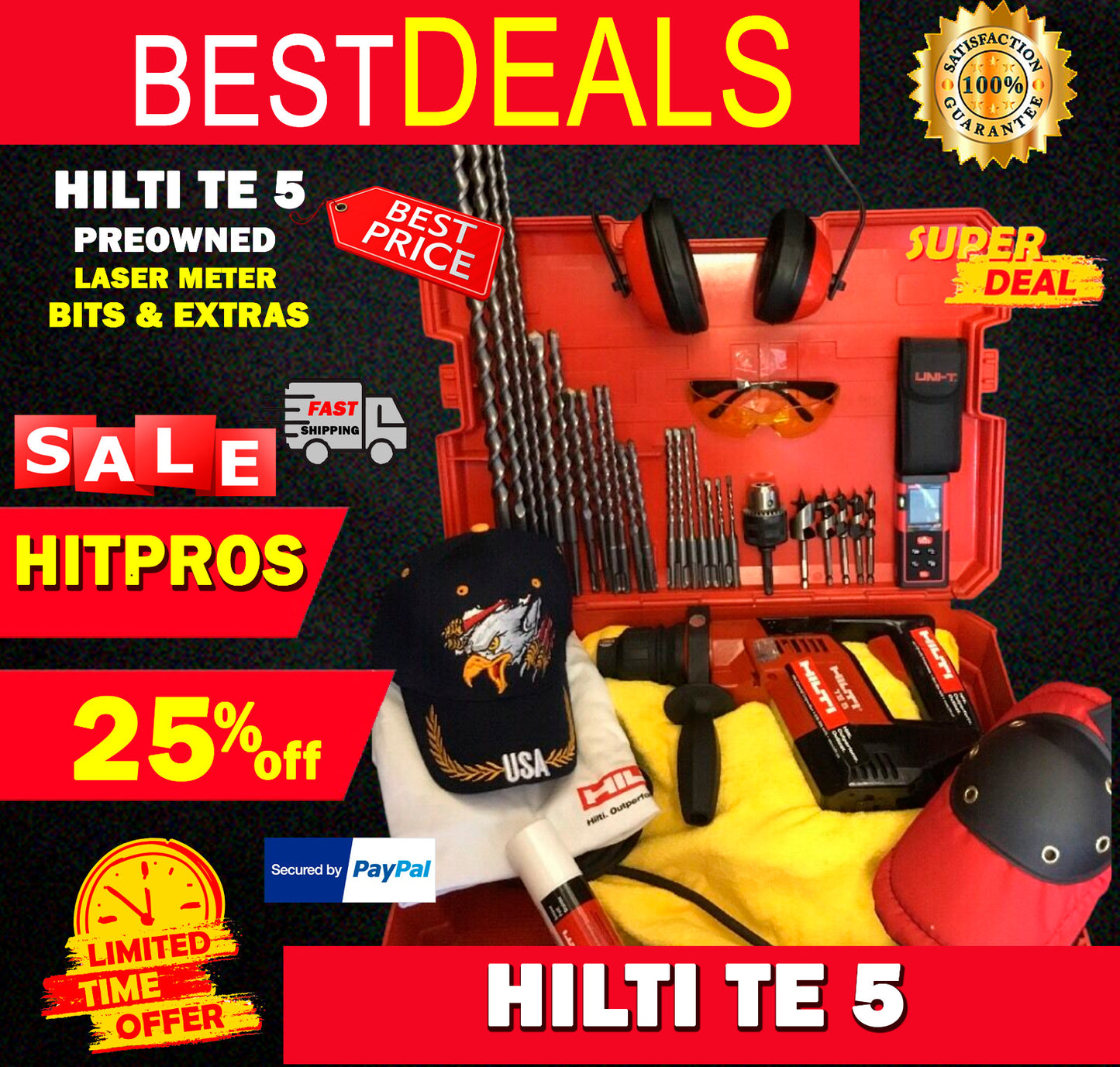 HILTI TE 5 PREOWNED, FREE LASER METER, BITS, A LOT OF ITEMS